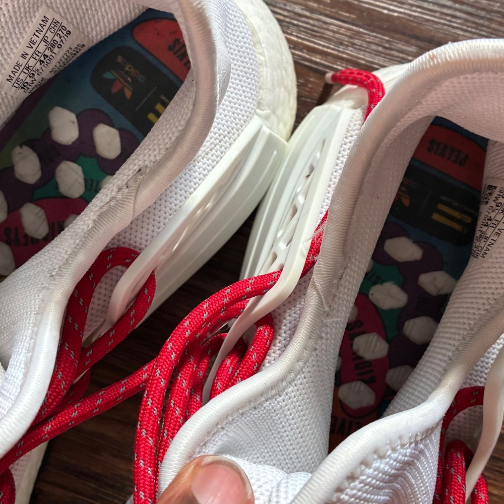 Adidas Pharrell Williams Human Made Hu NMD Shoes Mens Size 10 White Red EF7223 - Picture 8 of 10